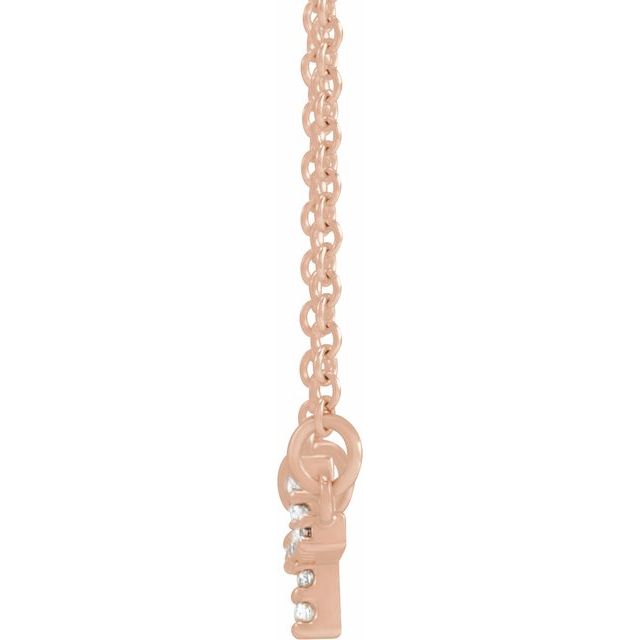 14K Rose .05 CTW Natural Diamond Sideways Cross 16-18" Necklace