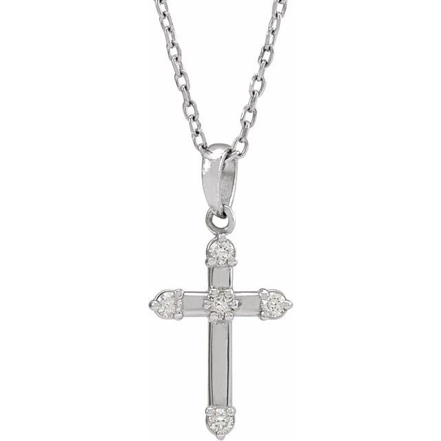 Platinum .07 CTW Natural Diamond Cross 16-18" Necklace
