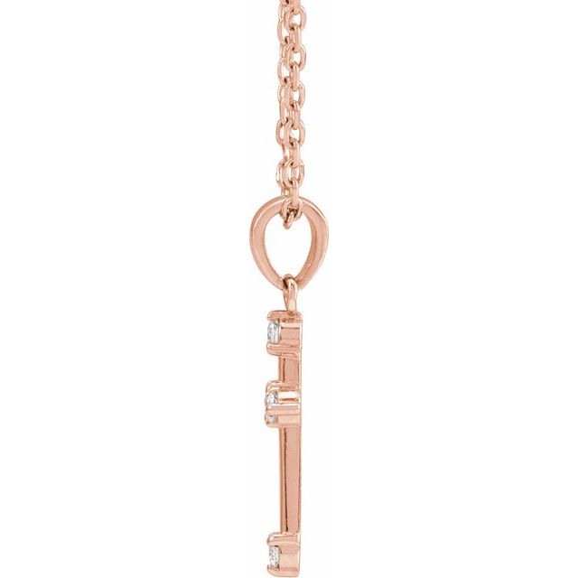 14K Rose .07 CTW Natural Diamond Cross 16-18" Necklace
