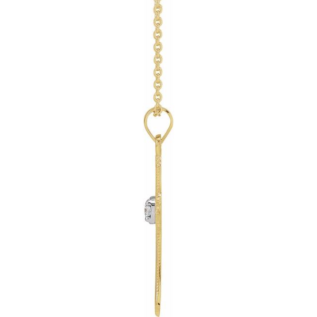 14K Yellow .03 CT Natural Diamond Cross 18" Necklace