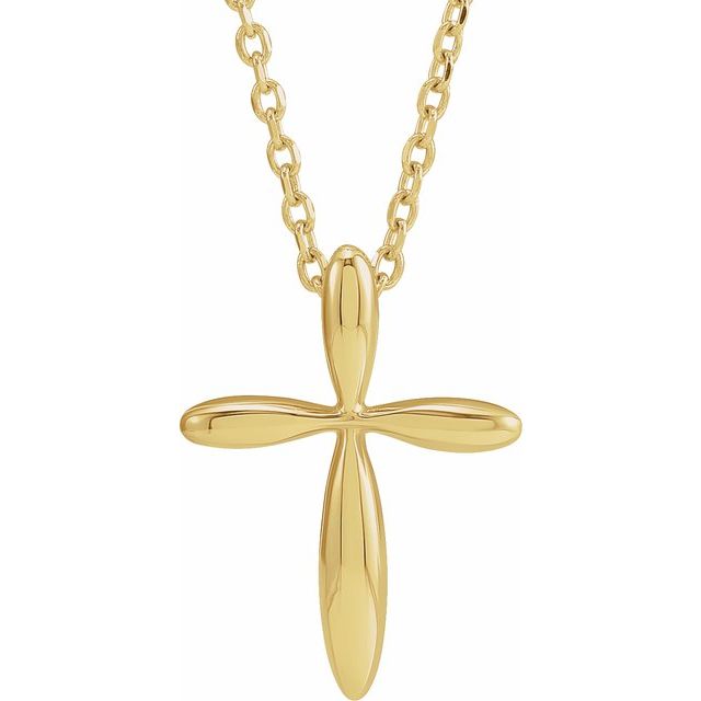 14K Yellow 14.65x11.2 mm Cross 16-18" Necklace