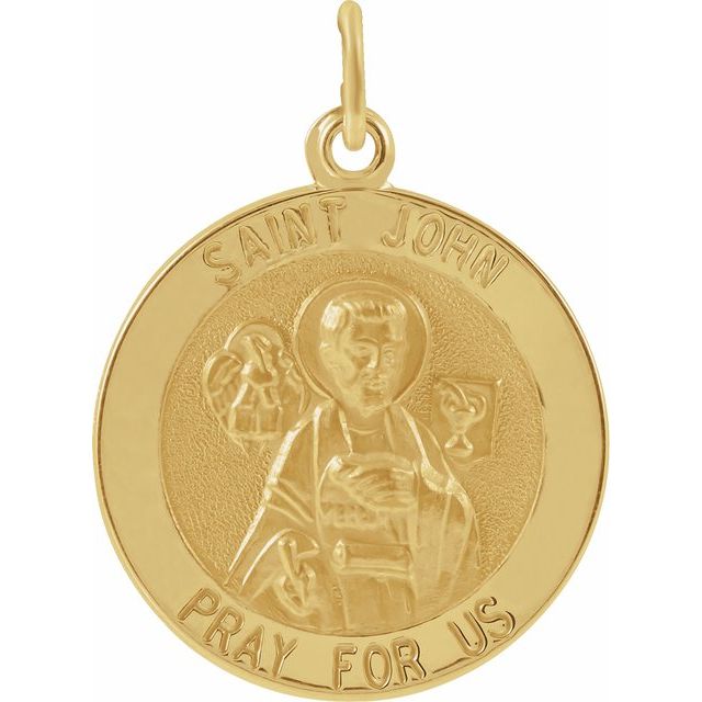 14K Yellow 18 mm Round St. John the Evangelist Medal