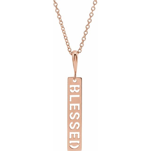 14K Rose Blessed Bar 16-18" Necklace