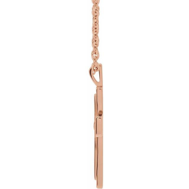 14K Rose Textured Cross 18" Necklace