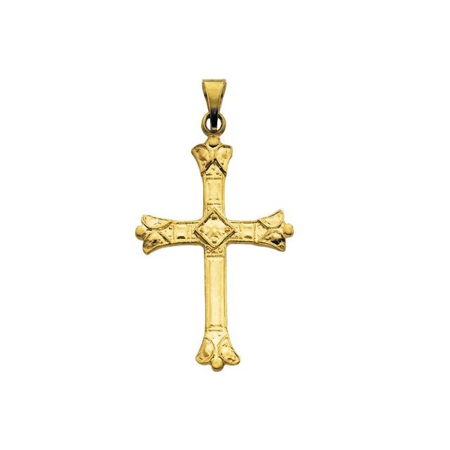 14K Yellow 28x19 mm Sculptural Cross Pendant