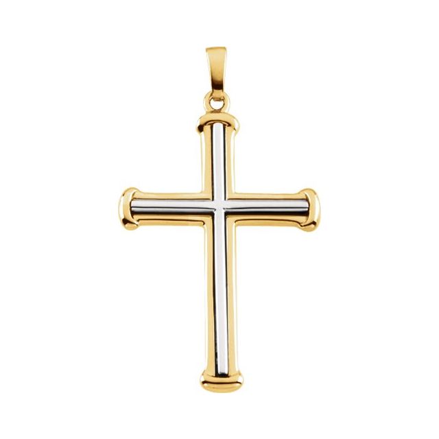 14K Yellow/White 41.7x25 mm Cross Pendant