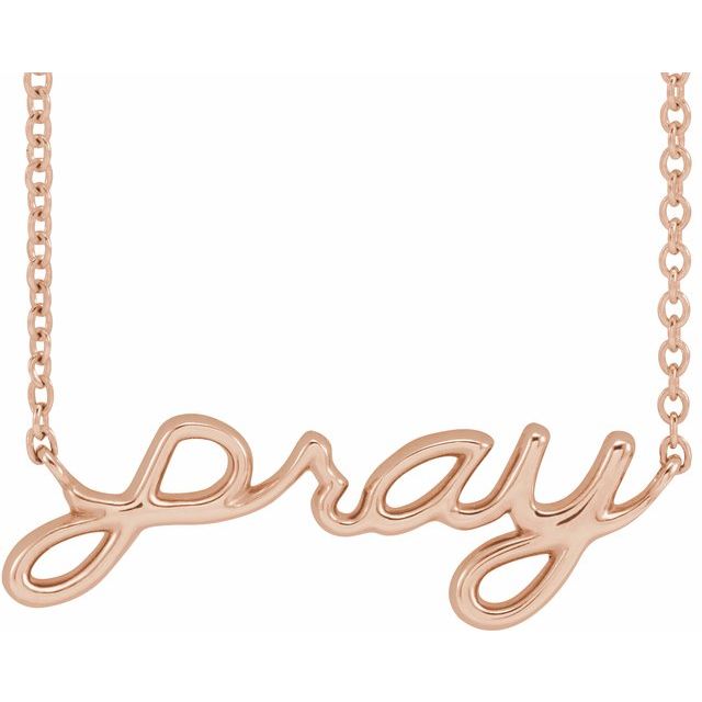 14K Rose 23.1x7.37 mm Pray 18" Necklace