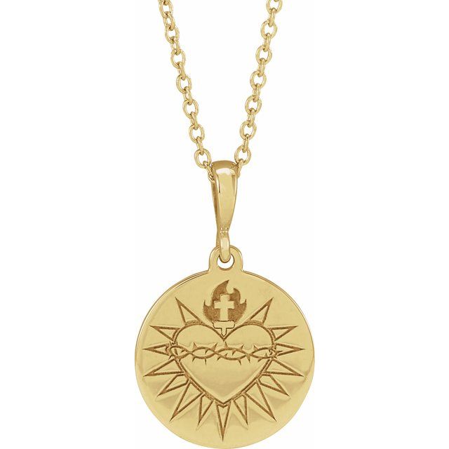 14K Yellow Sacred Heart 16-18" Necklace
