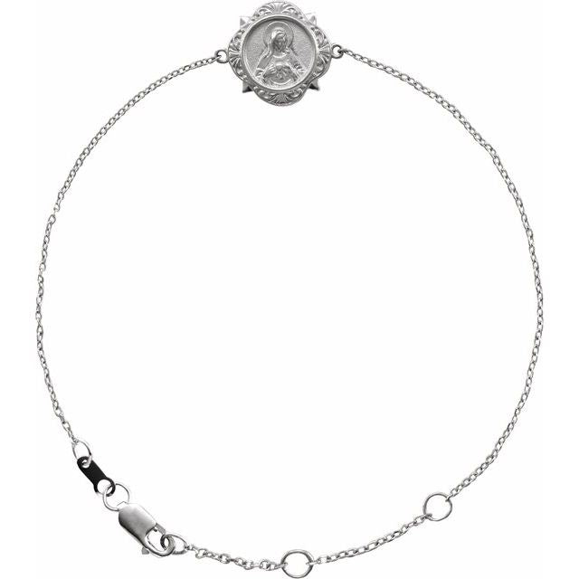 14K White Miraculous Mary Bracelet