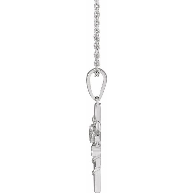 Sterling Silver Floral Cross 16-18" Necklace