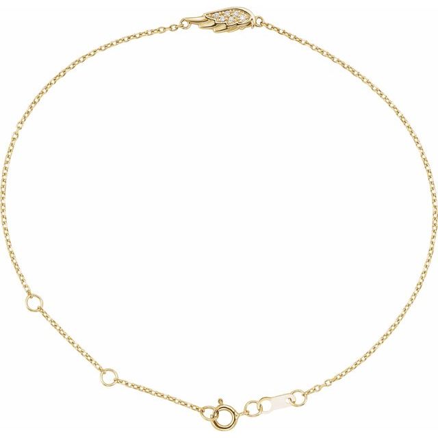 14K Yellow .015 CTW Natural Diamond Angel Wing 6 1/2-7 1/2" Bracelet