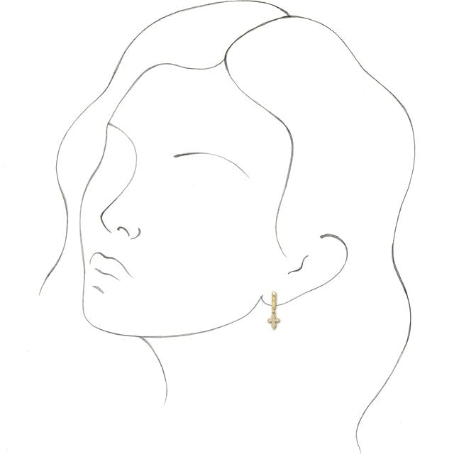 14K Yellow 1/10 CTW Natural Diamond Cross Hoop Earrings