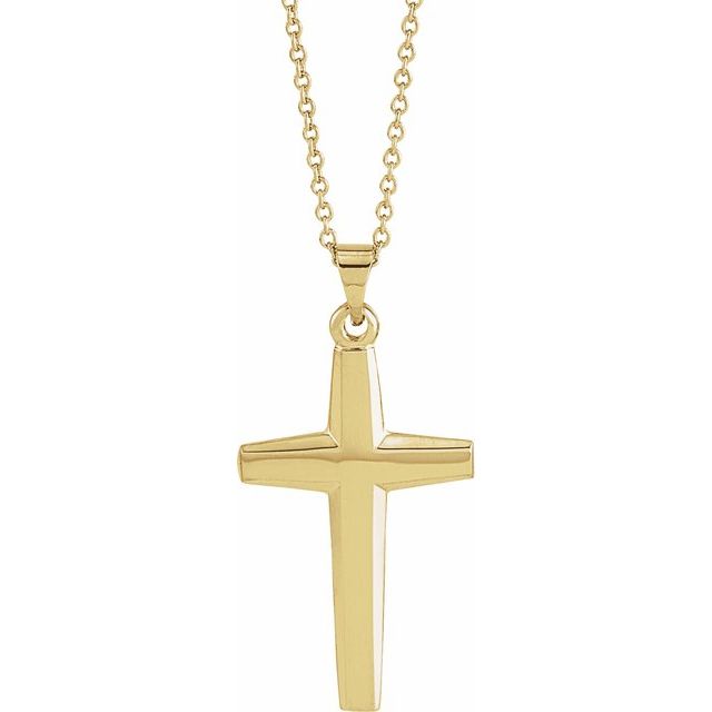 14K Yellow Cross 18" Necklace