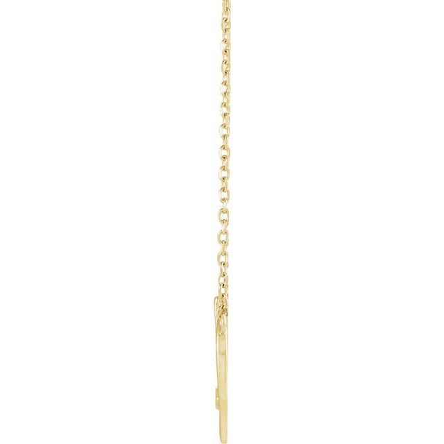 14K Yellow .015 CT Natural Diamond Heart & Cross 18" Necklace