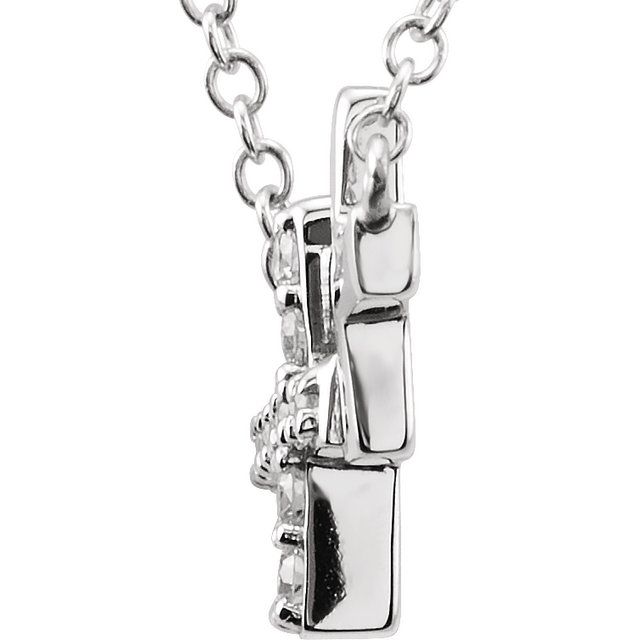 14K White 1/5 CTW Natural Diamond Double Sideways Cross 16-18" Necklace