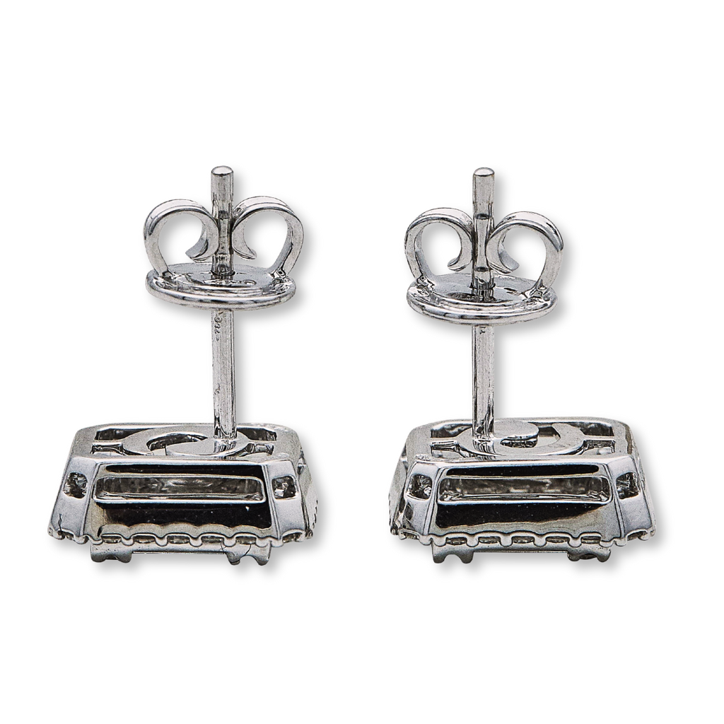 Crivelli 18K White Gold Diamond Illusion Stud Earrings – 1.14 ctw, 11mm x 9mm