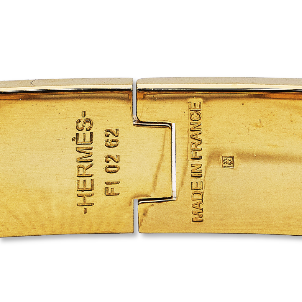 Hermès Clic H Gold-Tone & Matte Black Enamel Hinged Bangle Bracelet – Size PM (6.75")