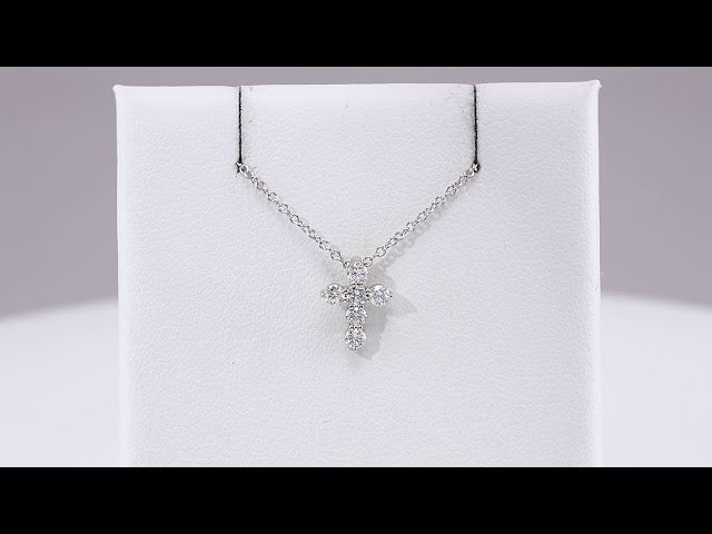 Platinum 1/4 CTW Natural Diamond Cross 16-18" Necklace