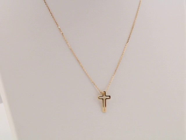 14K Yellow Open Cross 16-18" Necklace
