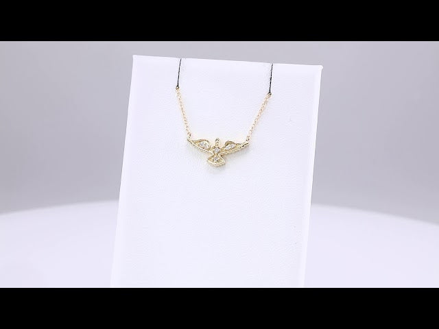14K Yellow .05 CTW Natural Diamond Petite Holy Spirit 18" Necklace