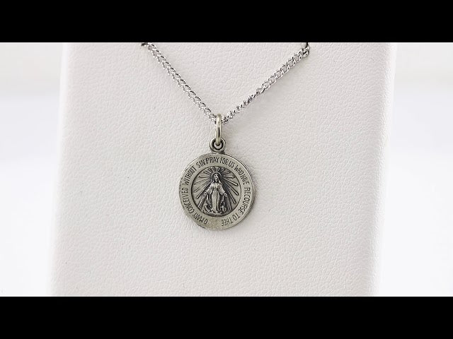Sterling Silver 22 mm Miraculous Medal 24" Necklace
