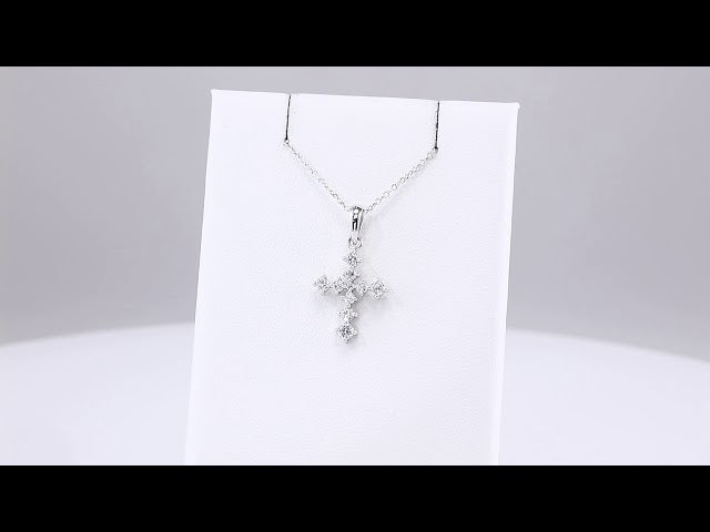 Platinum 3/8 CTW Natural Diamond Cross 16-18" Necklace