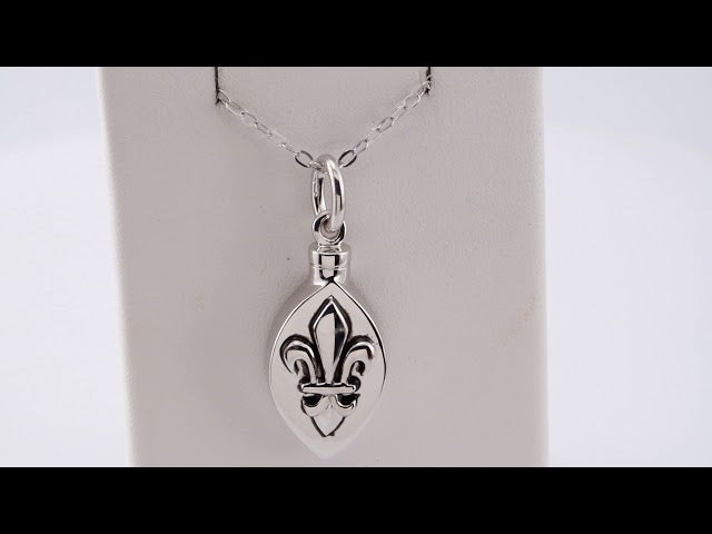 Sterling Silver Fleur-de-lis Ash Holder 18" Necklace