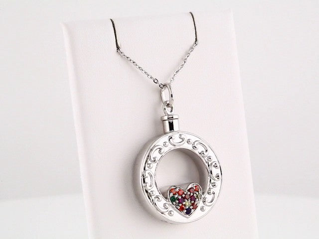 Sterling Silver Celebration of Life Heart Ash Holder 18" Necklace