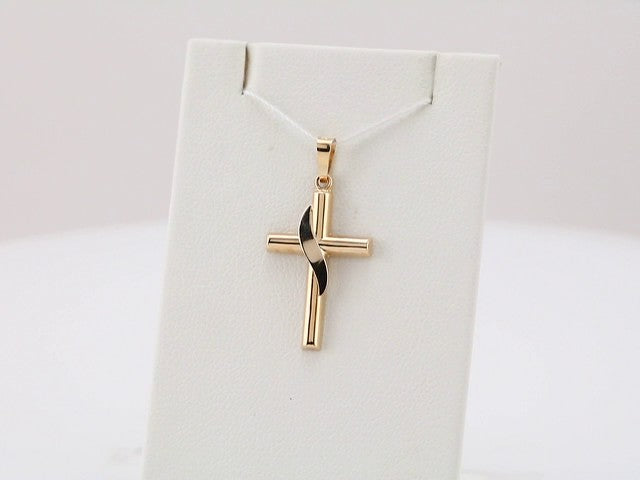 14K Yellow/White 25x16 mm Cross Pendant