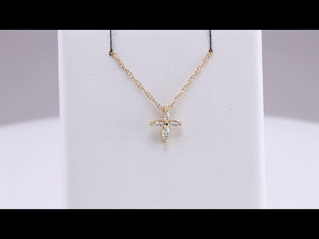 14K Yellow 1/6 CTW Natural Diamond Cross 16" Necklace